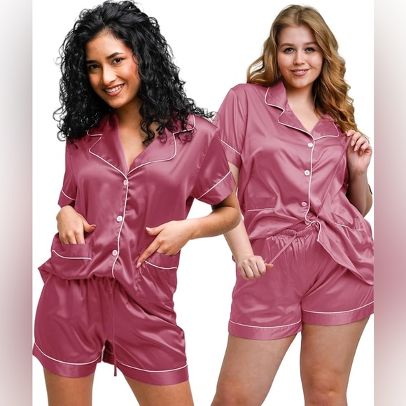 Other - Pink Satin Pajama Set - NWOT
